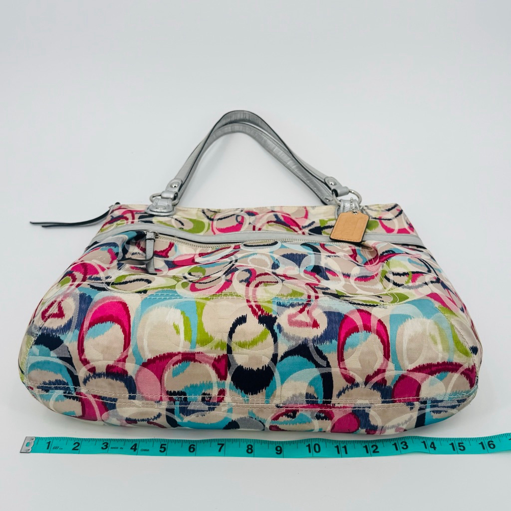 Coach Ikat Signature C Glam Ikat Shoulder Bag Multicolor Silver - Picture 8 of 11